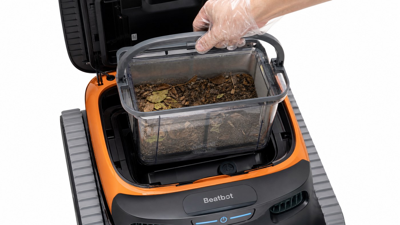Beatbot Sora 30 reseña — detalle del filtro de 5 L con malla 150 µm