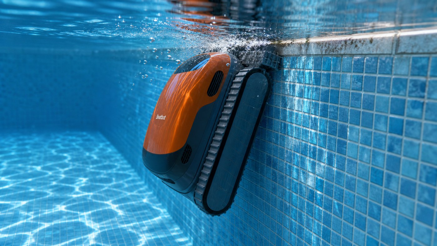 Beatbot Sora 30 opiniones — limpiando línea de flotación de la piscina