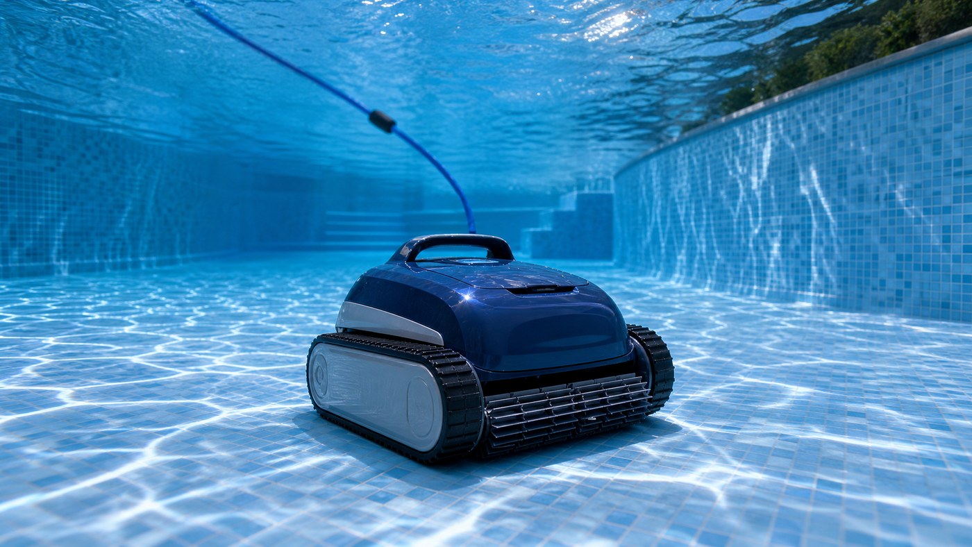 Dolphin Active X5 reseña — limpiando el fondo de una piscina residencial