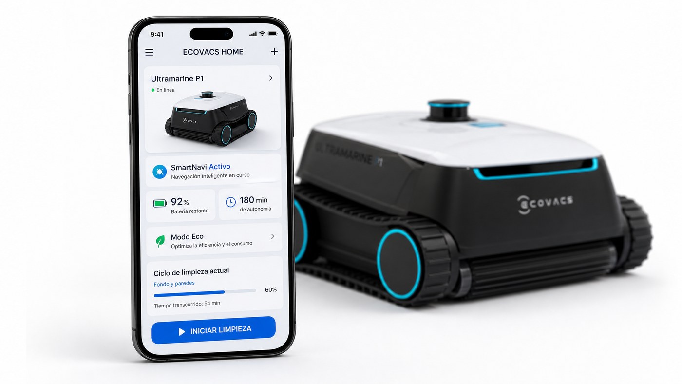Ecovacs Ultramarine P1 reseña — interfaz de la app ECOVACS HOME con SmartNavi