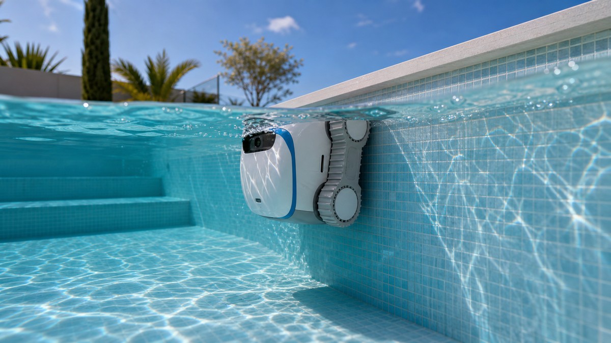 AIPER Scuba V3 opiniones — limpiando la pared de una piscina