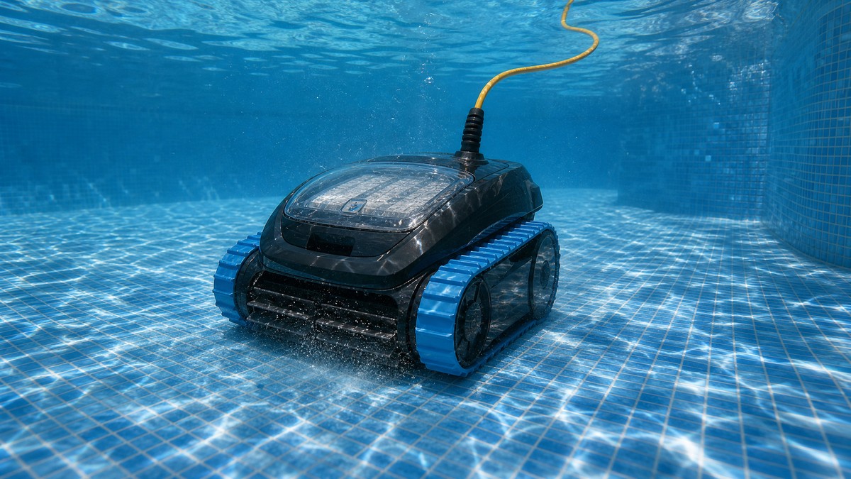 Zodiac CNX 40 iQ opiniones — limpiando el fondo de una piscina con gresite